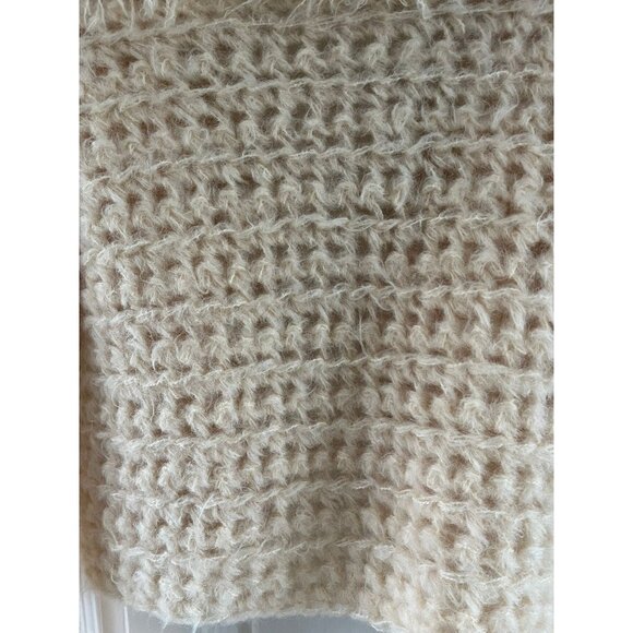 Vintage 1978 Handmade Natural Wool Crocheted Jacket Made In France Fringe XS - Picture 4 of 10